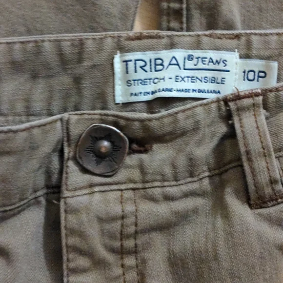 Tribal Jeans Stretch-Extensible Khaki Color Size 10P - Picture 4 of 5